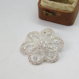 Sterling Silver Paste Set Floral Drop Charm Pendant Vintage c1970