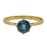 9ct Yellow Gold & 0.5ct Blue Zircon Solitaire Ring Vintage Birmingham
