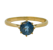 9ct Yellow Gold & 0.5ct Blue Zircon Solitaire Ring Vintage Birmingham