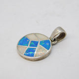 Sterling Silver, White & Greek Opal Set Drop Pendant Vintage c1970