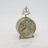 Sterling Silver Alarm Clock Charm Pendant Vintage c1970