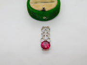 Sterling Silver Ruby Paste Drop Charm Pendant Vintage c1970