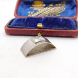 Sterling Silver Modernist Diamond Paste Drop Charm Pendant Vintage c1970
