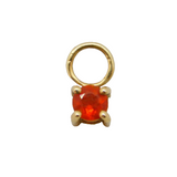 9ct Yellow Gold & Small Fire Opal Set Drop Charm Pendant Vintage c1970s