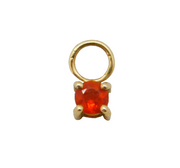 9ct Yellow Gold & Small Fire Opal Set Drop Charm Pendant Vintage c1970s