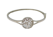 Sterling Silver Paste Set Tree Of Life Hinged Bangle Vintage c2000
