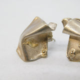 Studio Sterling Silver & Gold Modernist Stud Earrings Vintage c1990s