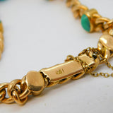 Edwardian 15ct Yellow Gold & Turquoise Set Chain-Link Bracelet Antique c1910s