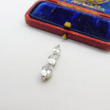 Sterling Silver Diamond Paste Trio Drop Charm Pendant Vintage c1970