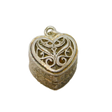 Sterling Silver Filigree Heart Jewellery Box With Ring  Charm Vintage c1970s