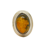 Sterling Silver Baltic Amber Chunky Oval Studio Ring Vintage c1970 Size M 1/2