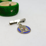 Victorian Sterling Silver Enamel Love Token Groat Coin Brooch Antique 1843