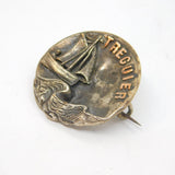 19th Century Silver Plated With Gold 'Treguier' Scenic Souvenir Brooch Pin c1880
