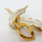 Italian 800 Grade Silver Gilt, Spinel Set Floral Spray Brooch Vintage c1970s