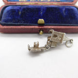 Sterling Silver Openable Church with Wedding Couple Charm Pendant Vintage c1970