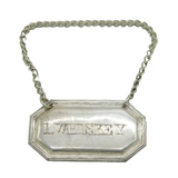19th Century Silver Plated Irish Whiskey Decanter Label Antique c1890