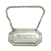 19th Century Silver Plated Irish Whiskey Decanter Label Antique c1890
