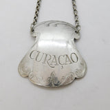 George III Sterling Silver Floral Pattern 'Curacao' Decanter Label Antique Londo