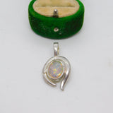 Sterling Silver Opal Drop Horseshoe Charm Pendant Vintage c1970