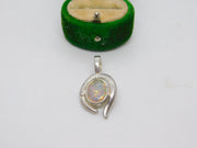Sterling Silver Opal Drop Horseshoe Charm Pendant Vintage c1970