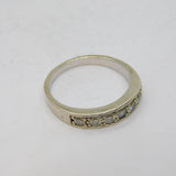 Sterling Silver 7 White Topaz Half Eternity Band Ring Vintage c1970 Size O 1/2