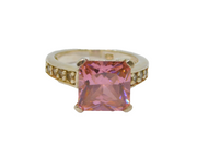 Sterling Silver Pink & White Cubic Zirconia Cocktail Ring Vintage c1990 Size L