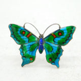 Art Deco Sterling Silver Colourful Enamel Butterfly Brooch Antique c1930s