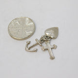 Sterling Silver Faith, Hope, Charity Charm Pendant Vintage c1970