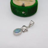 Sterling Silver Doublet Opal Star Drop Charm Pendant Vintage c1970