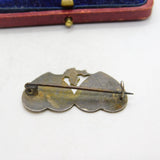 Mizpah Double Heart Sterling Silver Brooch Pin Antique Victorian c1890