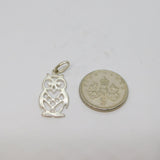 Sterling Silver Cutwork Owl Charm Pendant Vintage c1970