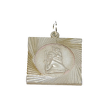 Sterling Silver Square St Christopher Travel Pendant Vintage c1970