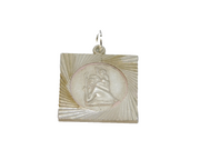 Sterling Silver Square St Christopher Travel Pendant Vintage c1970