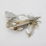 Taxco Mexican Sterling Silver Grape & Leaf Pattern Brooch Pin Vintage c1970s