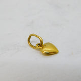 18ct Yellow Gold Small Love Heart Charm Pendant Vintage c1970s