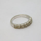 Sterling Silver 7 Stone CZ Half Eternity Band Ring Vintage c1970 Size K