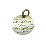 Victorian Sterling Silver 'Kathleen' Love Token Charm Pendant Antique c1886