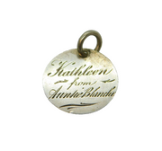 Victorian Sterling Silver 'Kathleen' Love Token Charm Pendant Antique c1886