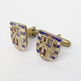 Pair of Sterling Silver & Enamel Masonic Crested Cufflinks Vintage Birmingham