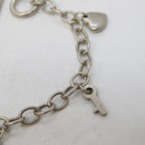 Sterling Silver Cable Link Charm Bracelet with Charms Vintage c1980s