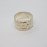 Sterling Silver Wide Textured Patterned Band Ring Vintage c1970 Size J 1/2