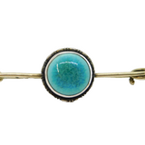 Sterling Silver Arts & Crafts Ruskin Ceramic Blue Round Brooch Pin Antique c1910