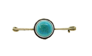 Sterling Silver Arts & Crafts Ruskin Ceramic Blue Round Brooch Pin Antique c1910