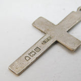 Edwardian Sterling Silver Floral Pattern Cross Pendant Antique 1907 London