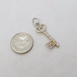 Sterling Silver 18th Birthday Key Charm Pendant Vintage c1970s