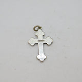 Sterling Silver Marcasite Trefoil Cross Art Deco Charm Pendant Antique c1930s