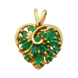 14ct Yellow Gold & Natural Emerald Set Heart Pendant Vintage 1997 London