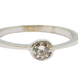 Sterling Silver Round CZ Solitaire Narrow Band Ring Vintage c1970 Size M 1/2