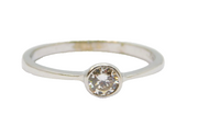 Sterling Silver Round CZ Solitaire Narrow Band Ring Vintage c1970 Size M 1/2