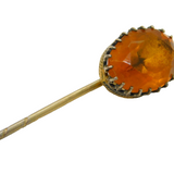 Victorian Sterling Silver Gilt & Topaz Set Stick Pin Antique c1880s